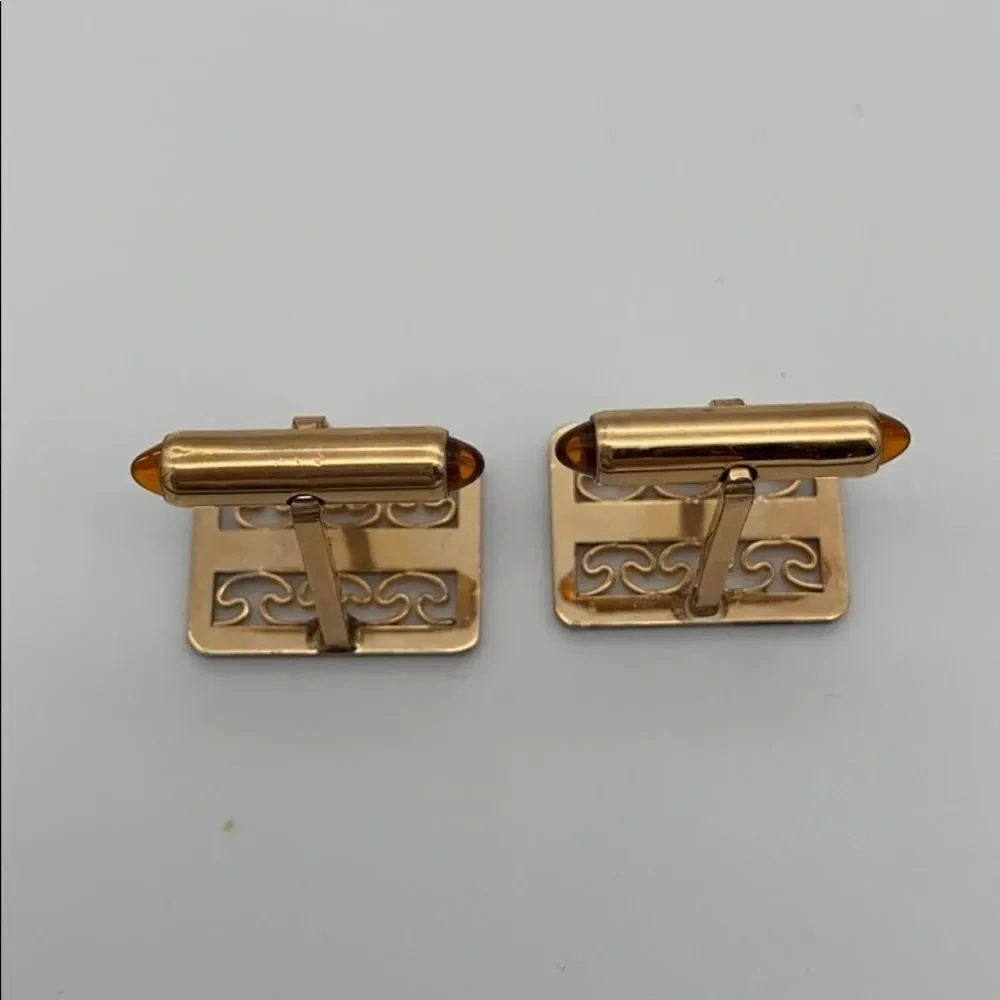 Vintage Krementz gold patterned cuff links